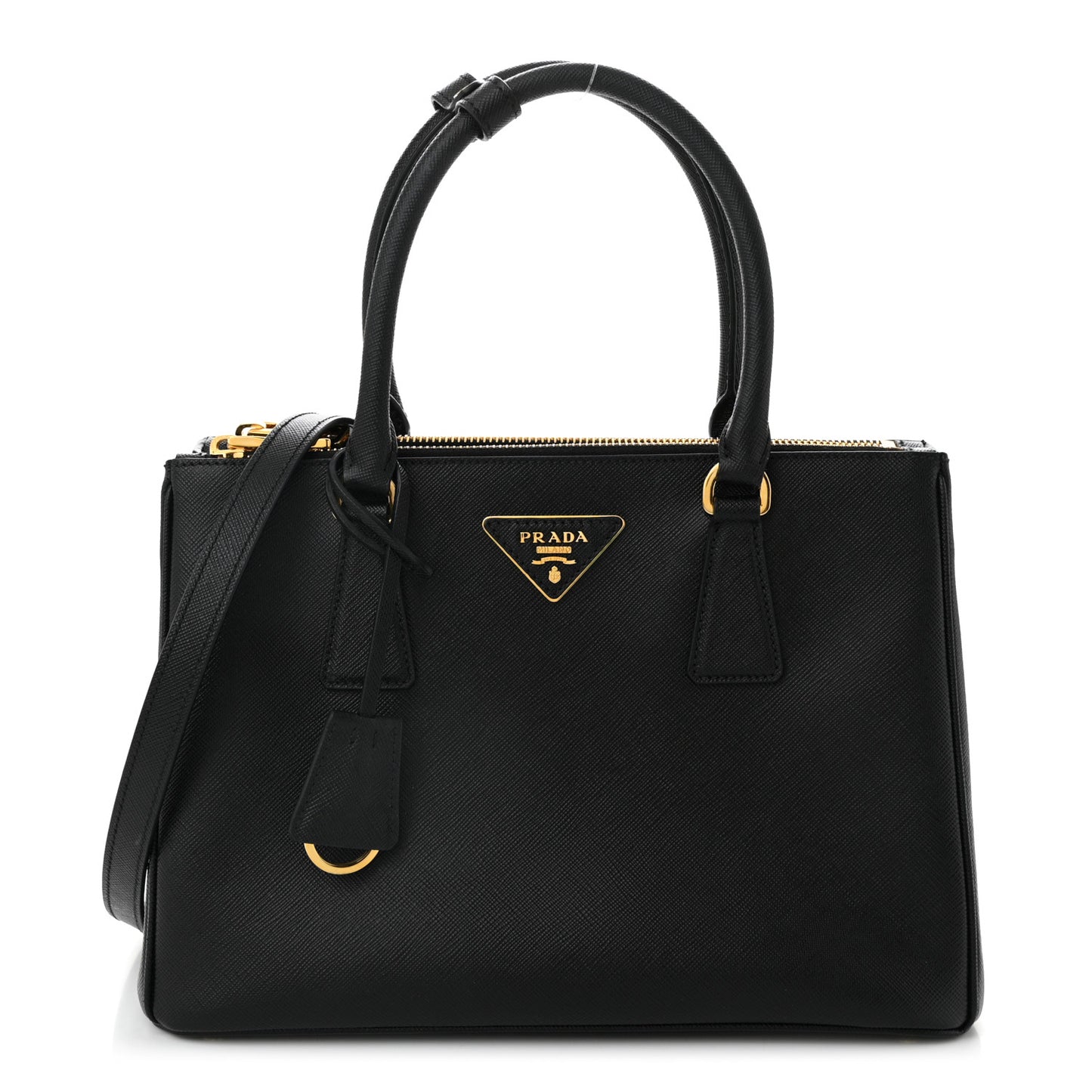 Saffiano Medium Galleria Double Zip Tote Black