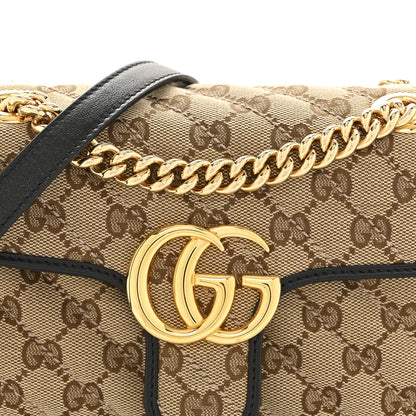 Gucci Monogram Matelasse Diagonal Mini GG Marmont Shoulder Bag Beige Black 8 of 12
