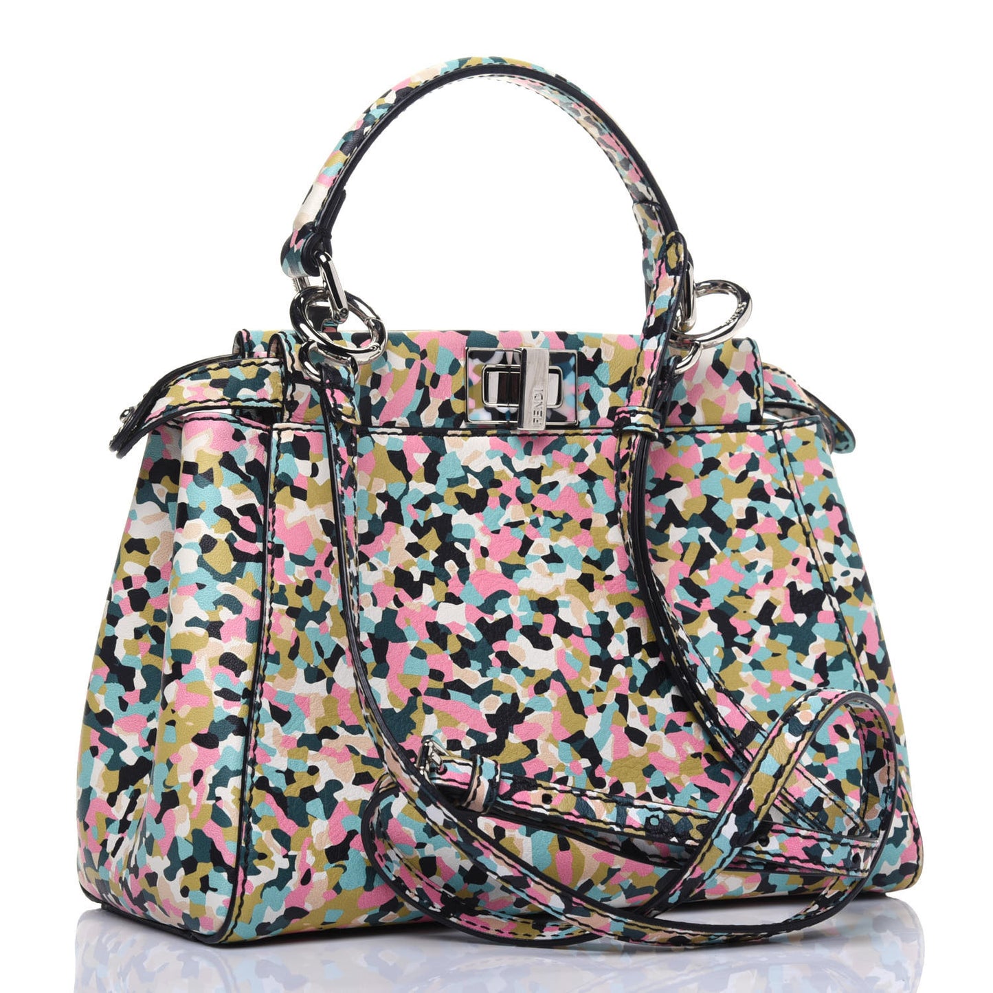 Vitello Seta Plexiglass Granite Mini Peekaboo Iconic Satchel Multicolor