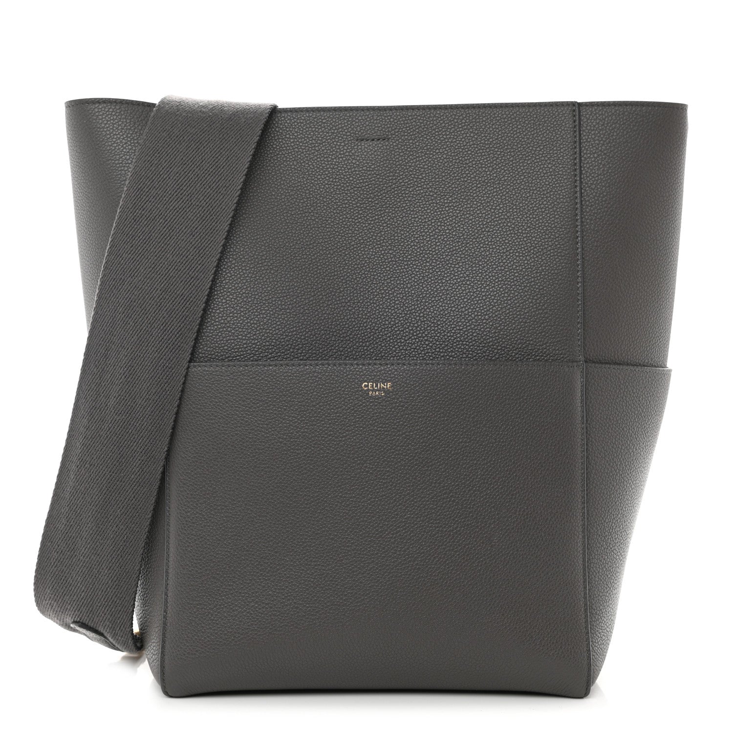Celine Soft Grained Calfskin Sangle Bucket Bag Grey 1 of 9