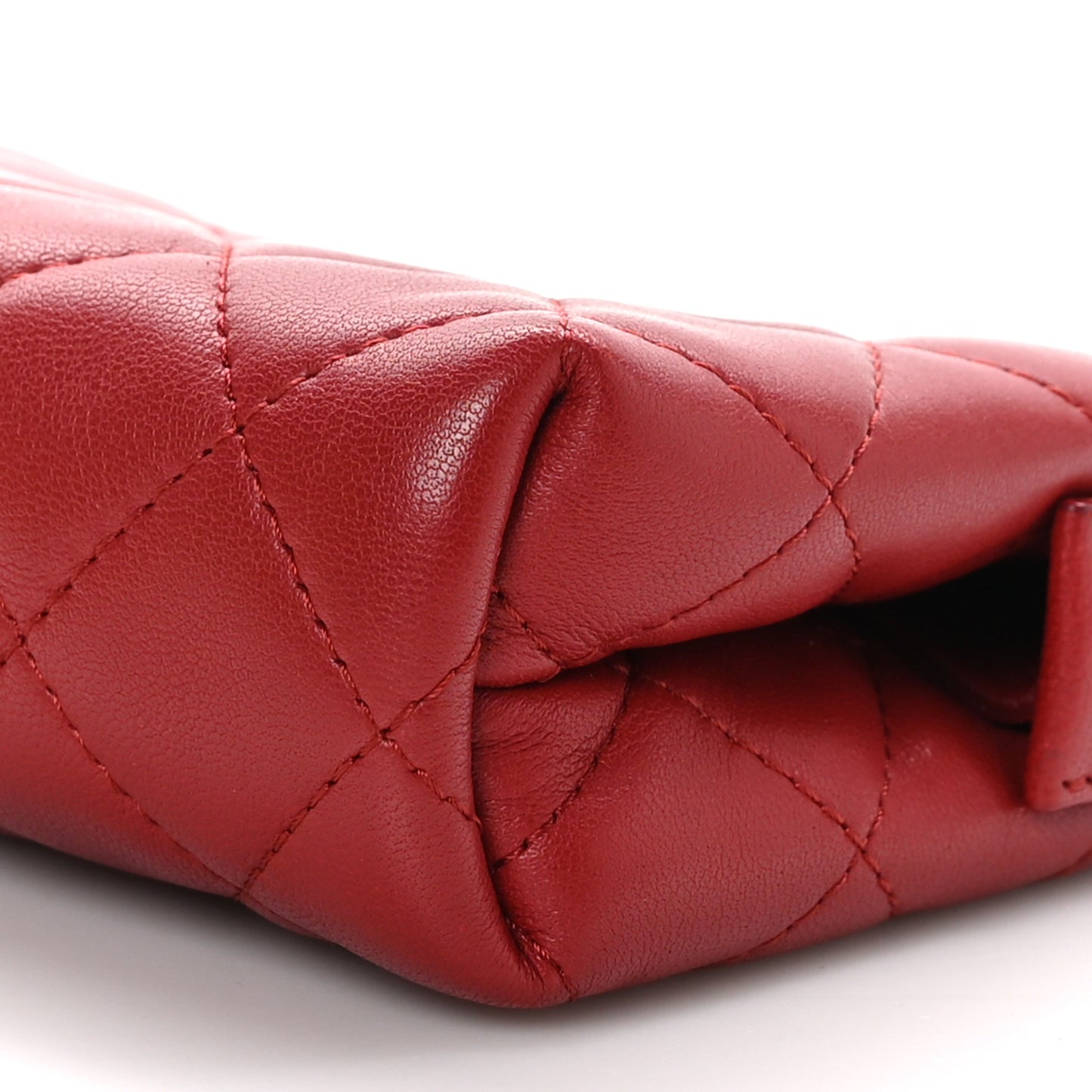 Lambskin Quilted Pouch Cosmetic Case Red