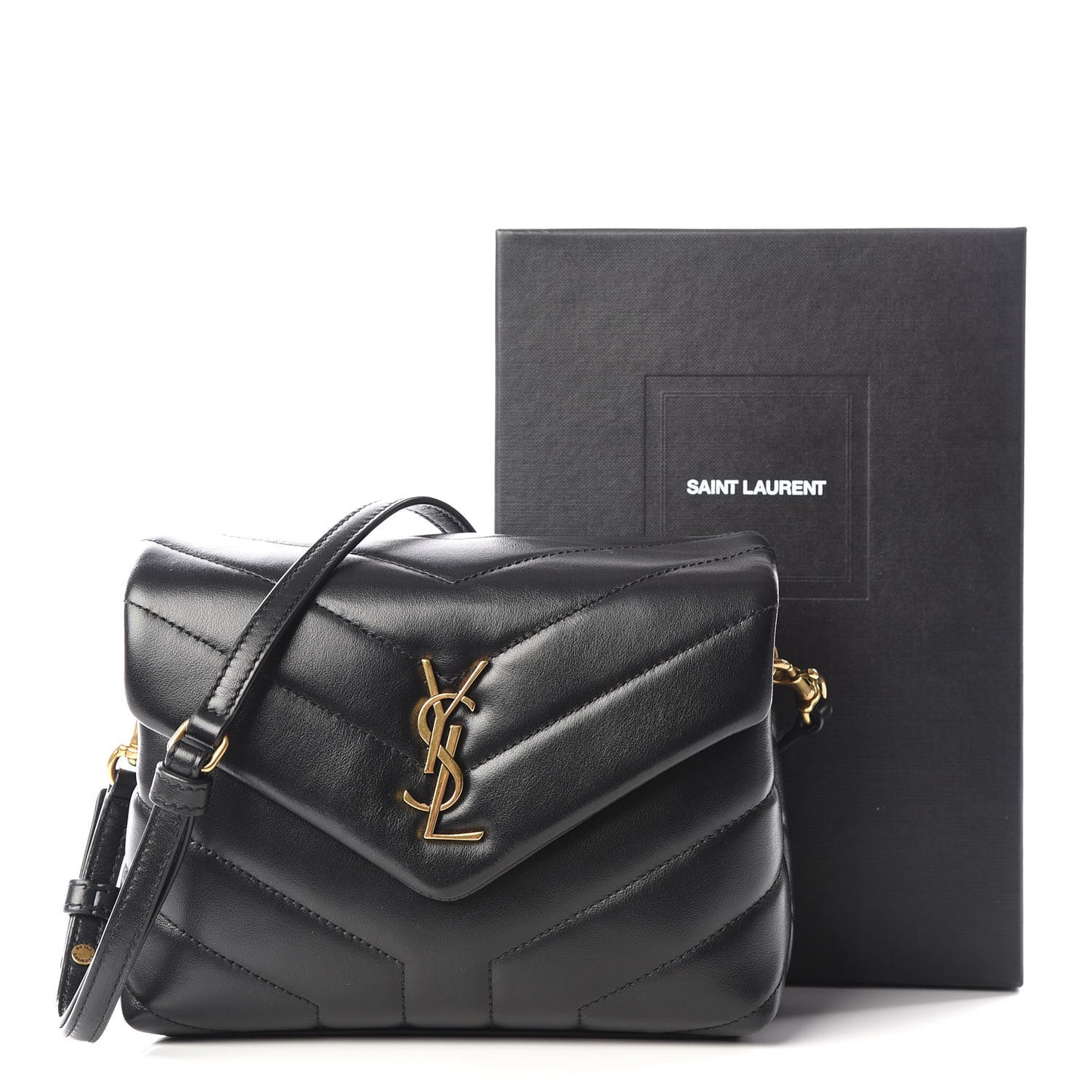 Calfskin Y Quilted Monogram Toy Loulou Crossbody Bag Black