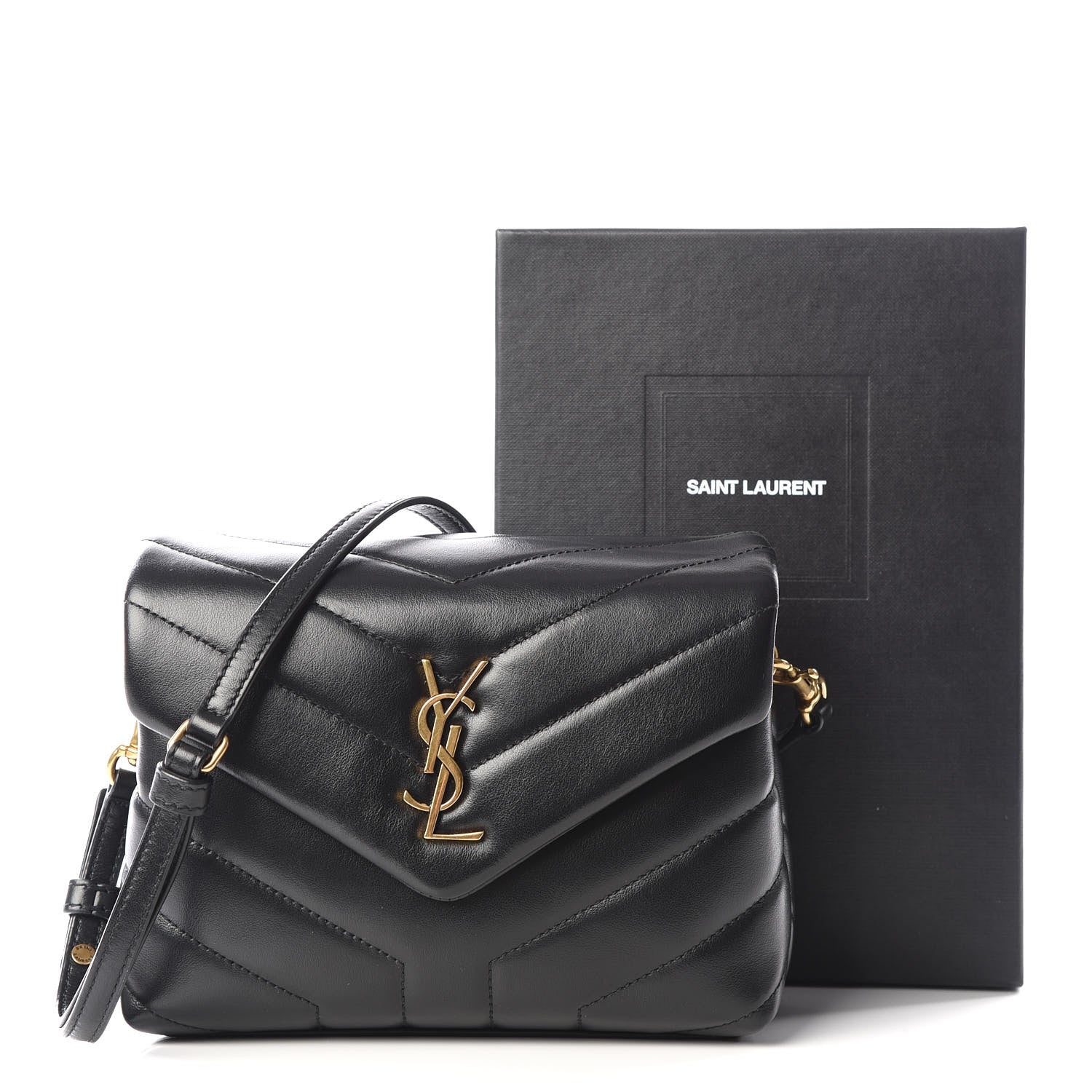 Saint Laurent Calfskin Y Quilted Monogram Toy Loulou Crossbody Bag Black 9 of 9