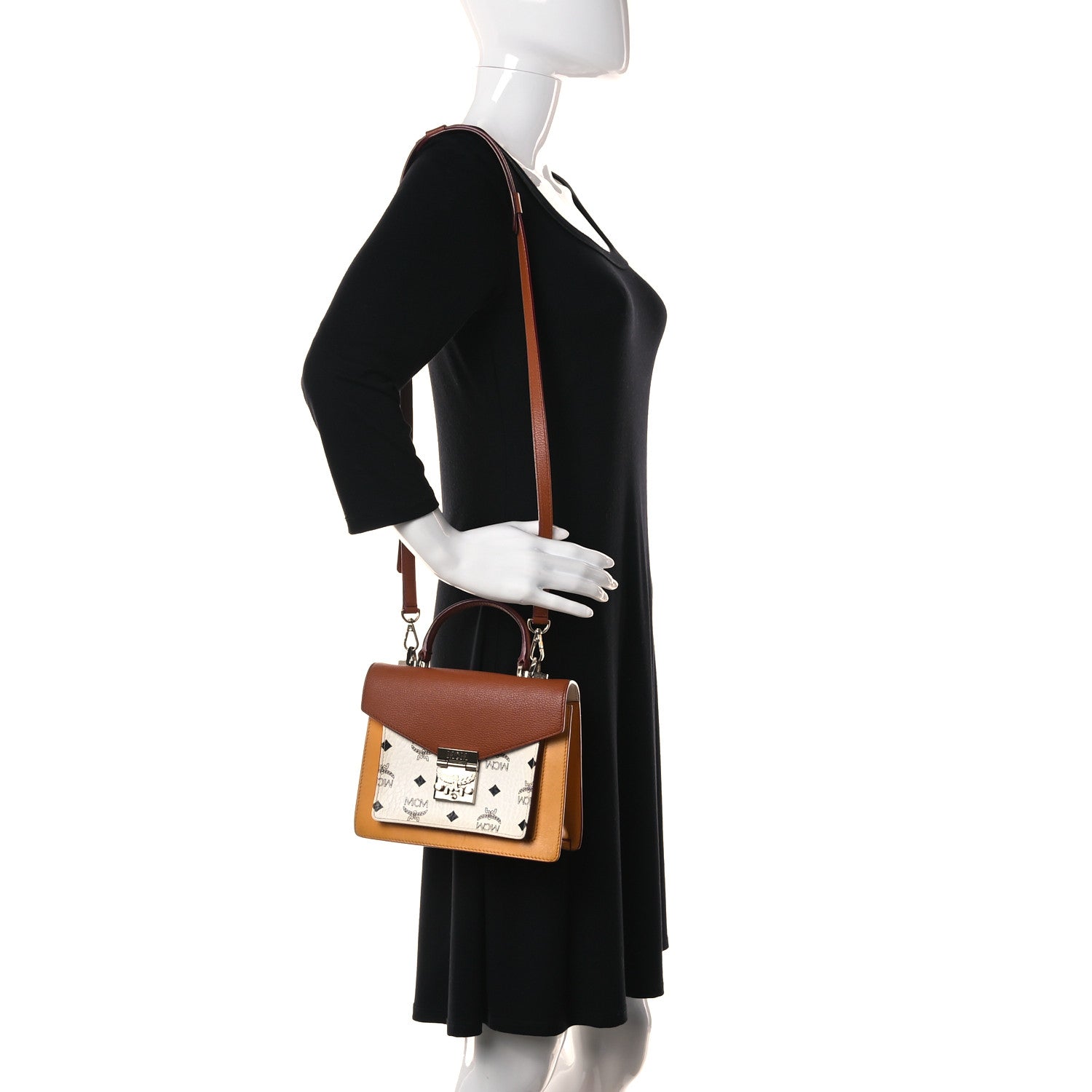 MCM Visetos Small Patricia Block Satchel White 2 of 13