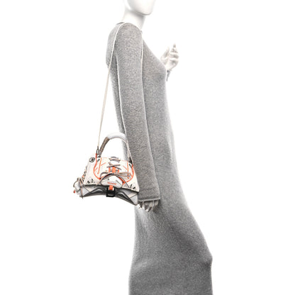 Balenciaga Faux Calfskin Fabric Glow In The Dark Small Sneakerhead Top Handle Bag White Orange 2 of 9