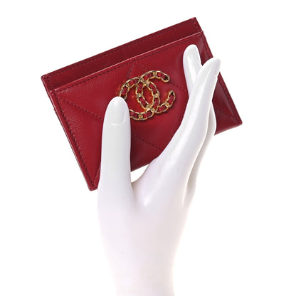Chanel Shiny Goatskin Quilted Chanel 19 Card Holder 2 of 9