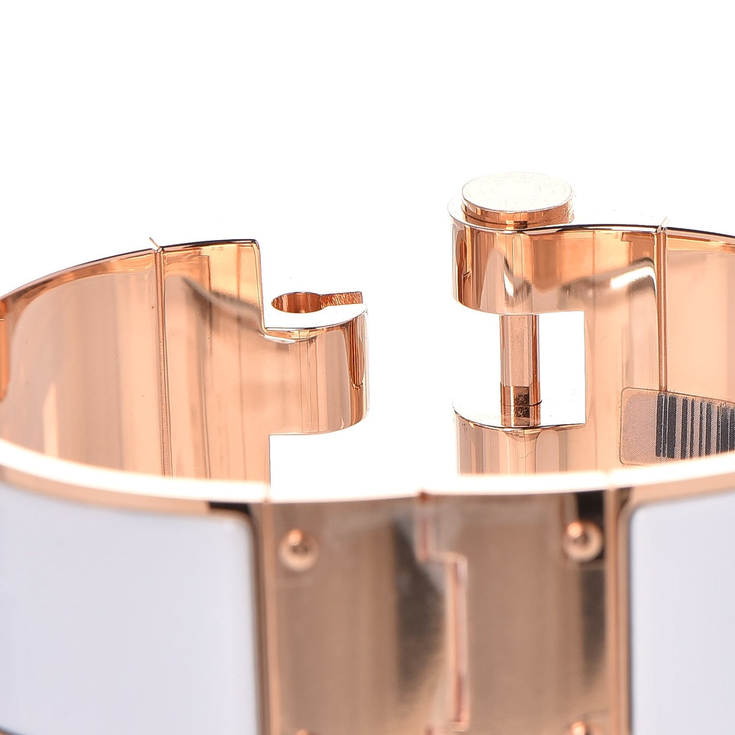 Enamel Charniere Uni Wide Hinged Bracelet M Blanc White