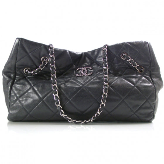 Chanel Quilted Shopping Tote Caviar Navy 1 of 13