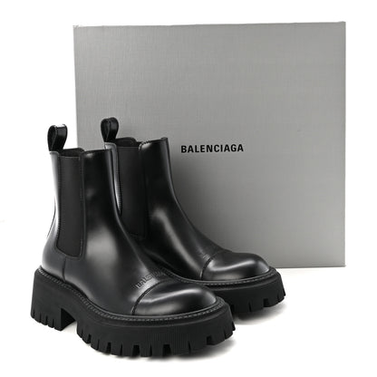 Balenciaga Jive Smooth Calfskin Logo Embossed Womens Tractor 20mm Chelsea Boots 35 Black 10 of 10