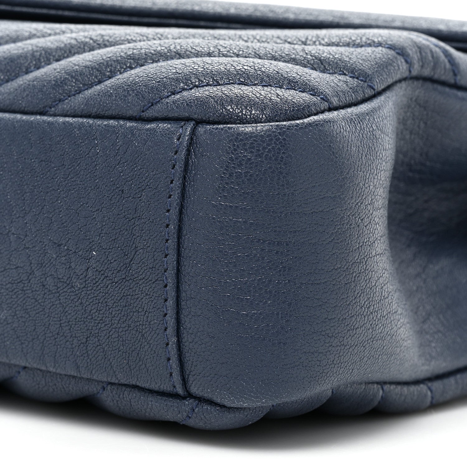 Saint Laurent Sheepskin Matelasse Chevron Monogram Medium College Bag Navy 9 of 13
