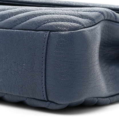 Saint Laurent Sheepskin Matelasse Chevron Monogram Medium College Bag Navy 9 of 13