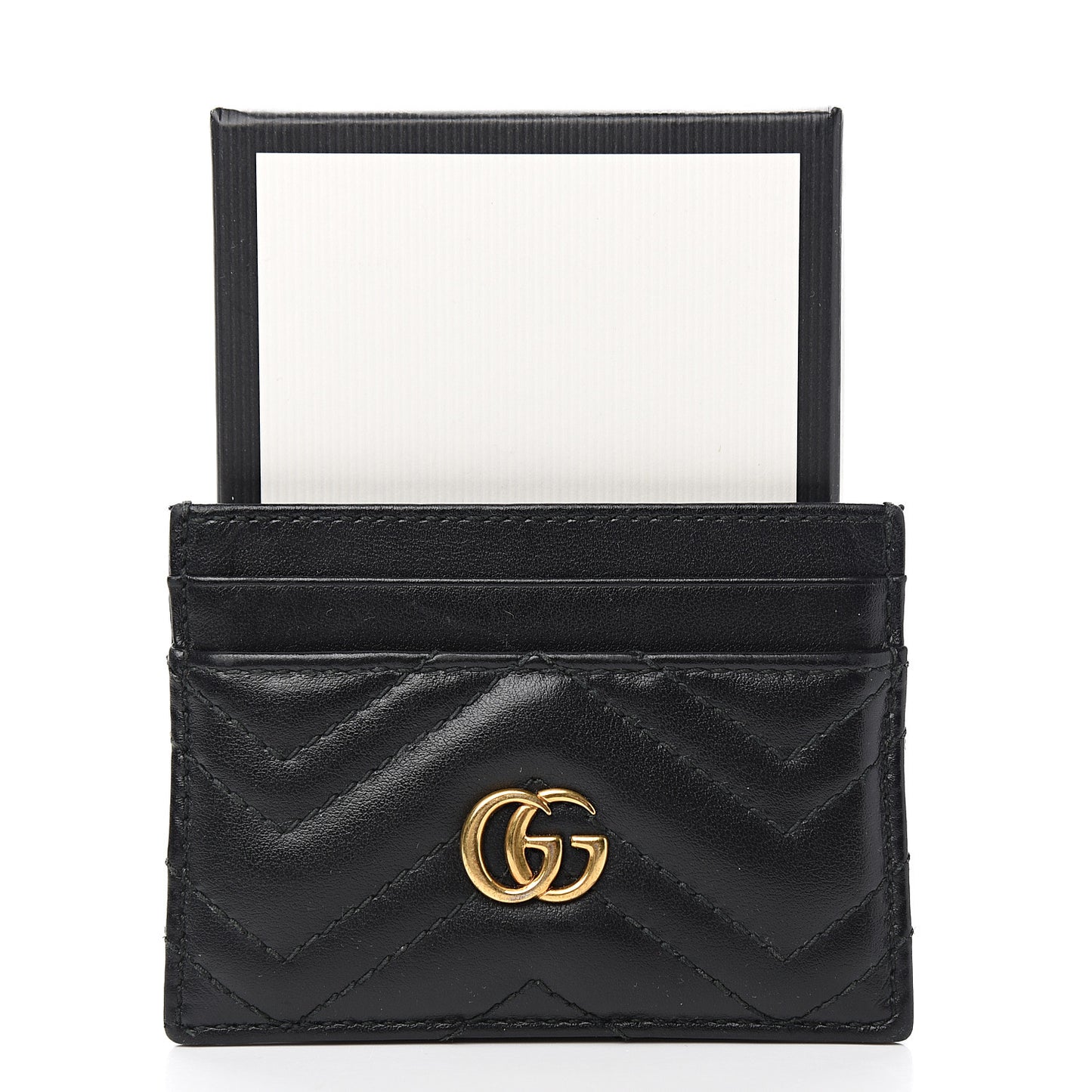 Calfskin Matelasse GG Marmont Card Holder Black