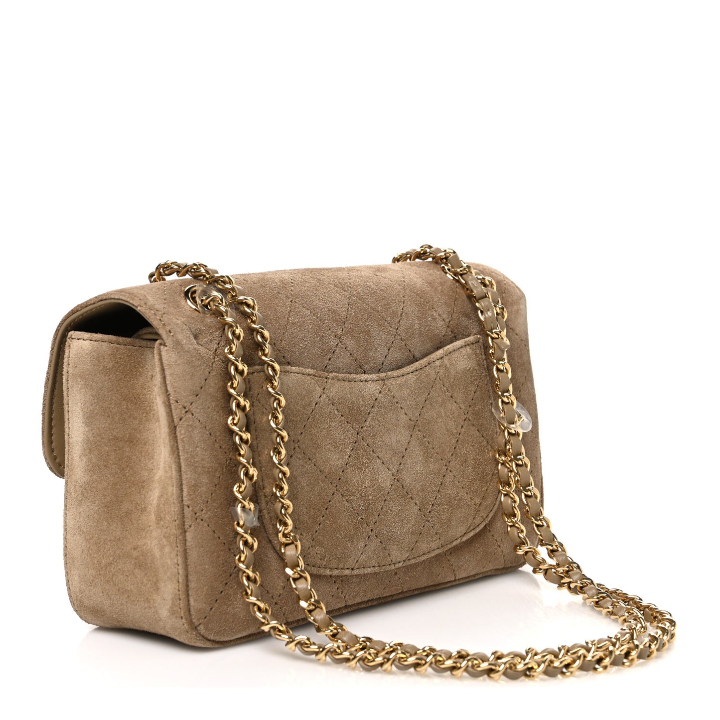 Suede Calfskin Mini Souplissimo Maxi Flap Dark Beige