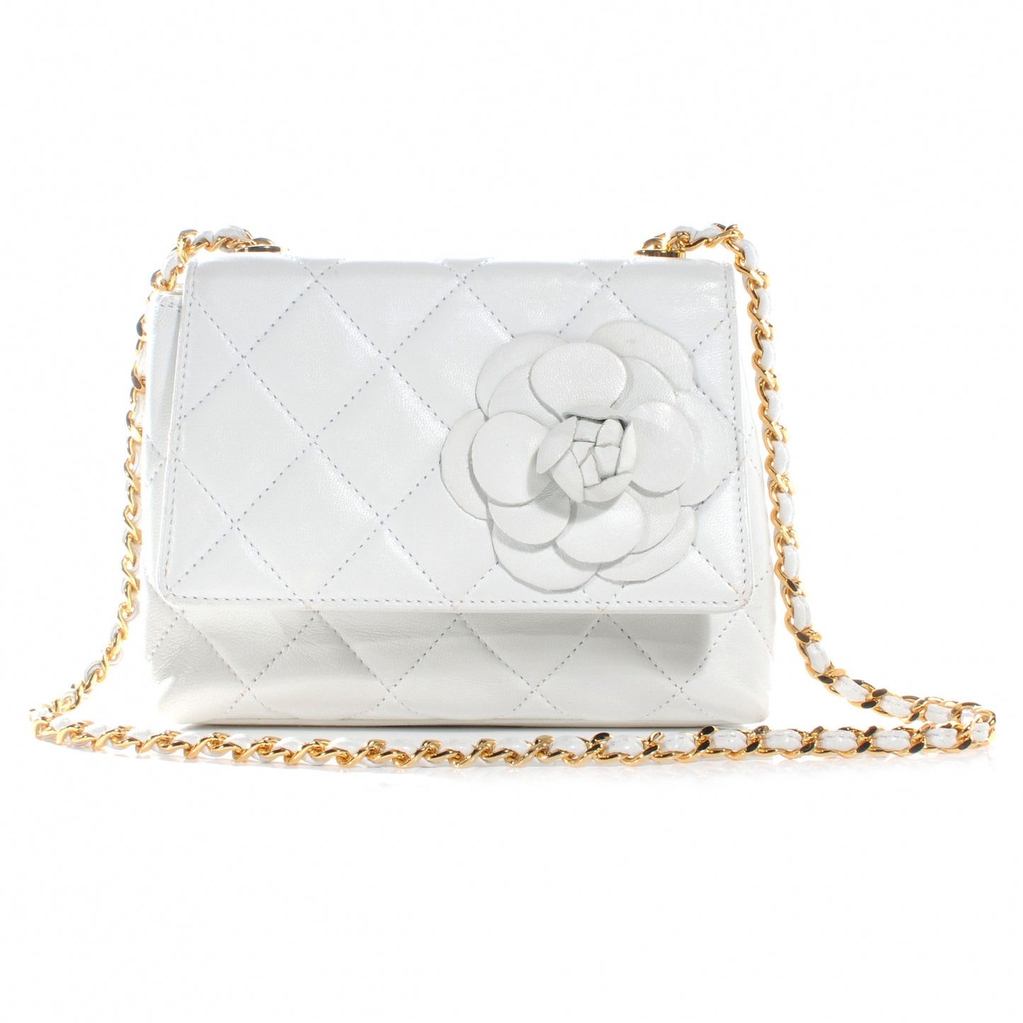 Lambskin Camellia Mini Flap White