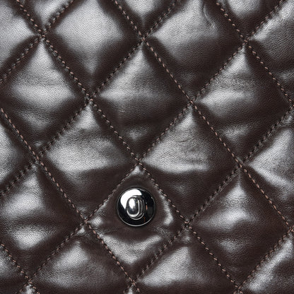 Chanel Lambskin Quilted Large 3 Flap Dark Brown 13 of 20