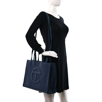 Telfar Vegan Leather Medium Shopping Bag Navy 2 of 8
