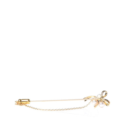 Mikimoto 18K Yellow Gold Akoya Pearl 5.5mm Stick Pin Brooch 3 of 5