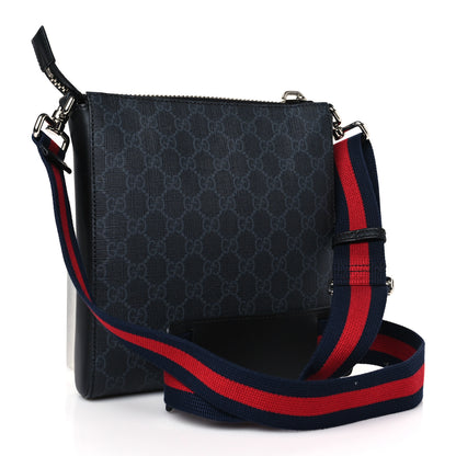 Gucci GG Supreme Monogram Web Small Flat Messenger Bag Black Grey 3 of 9