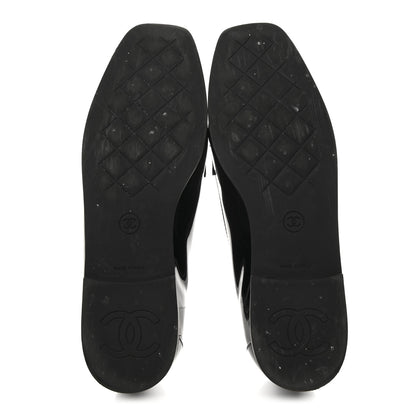 Chanel Patent CC Mocassin Loafers 38 Black 6 of 9
