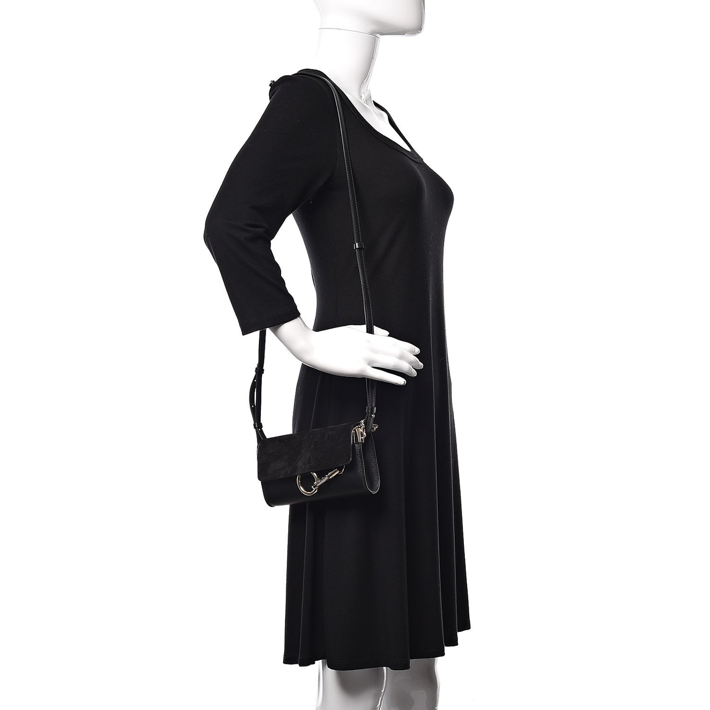 Suede Calfskin Mini Faye Shoulder Bag Black