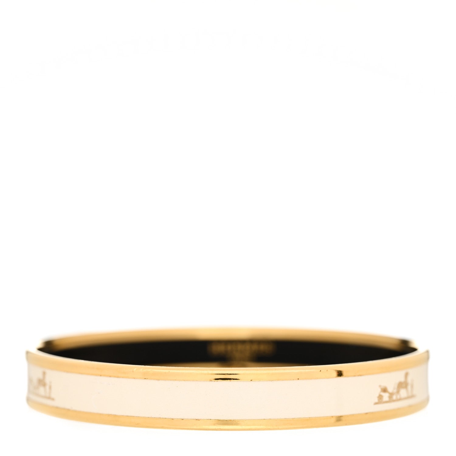 Hermes Enamel Printed Narrow Caleche Bracelet White 1 of 5