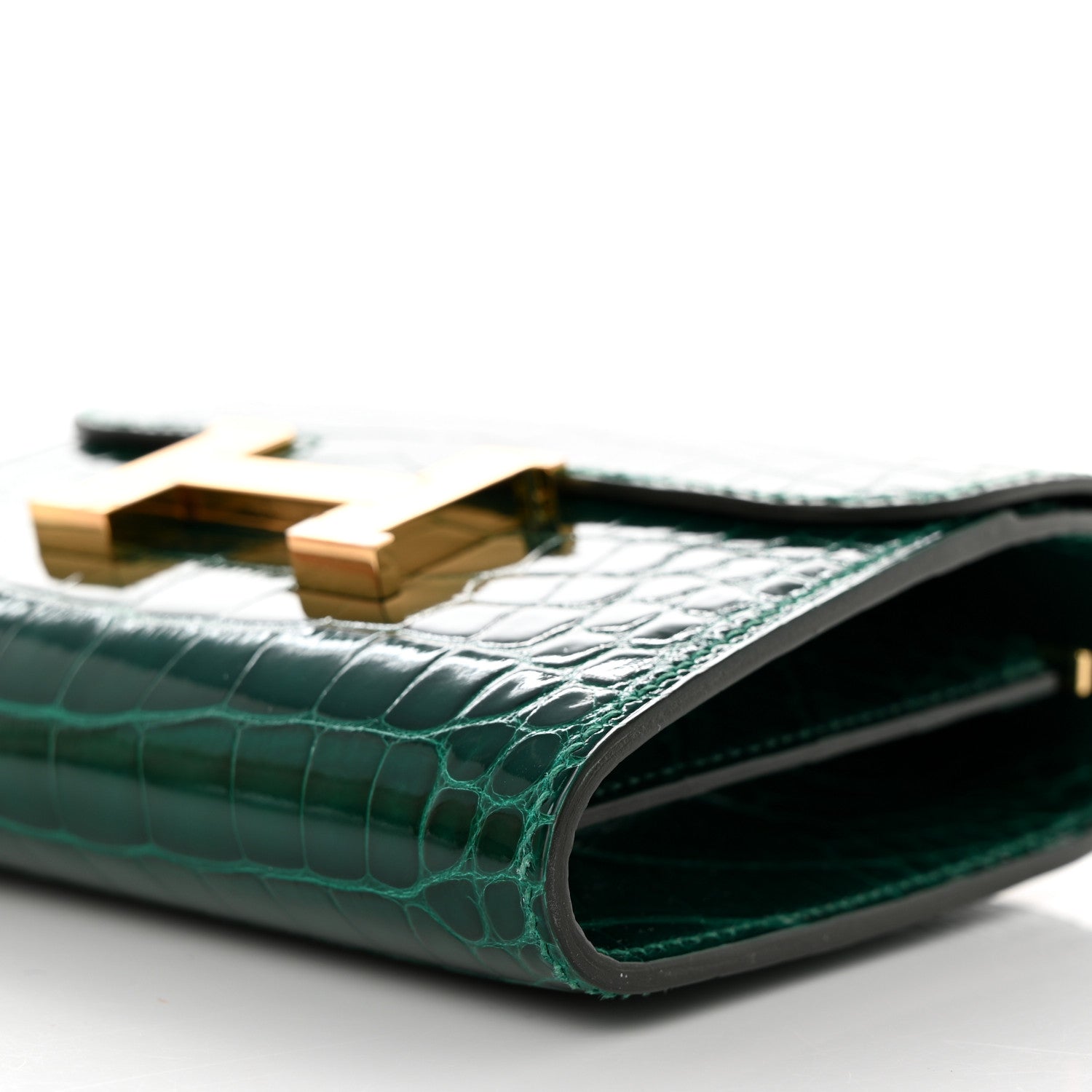 Hermes Shiny Alligator Constance Short Wallet Vert Emeraude 7 of 9