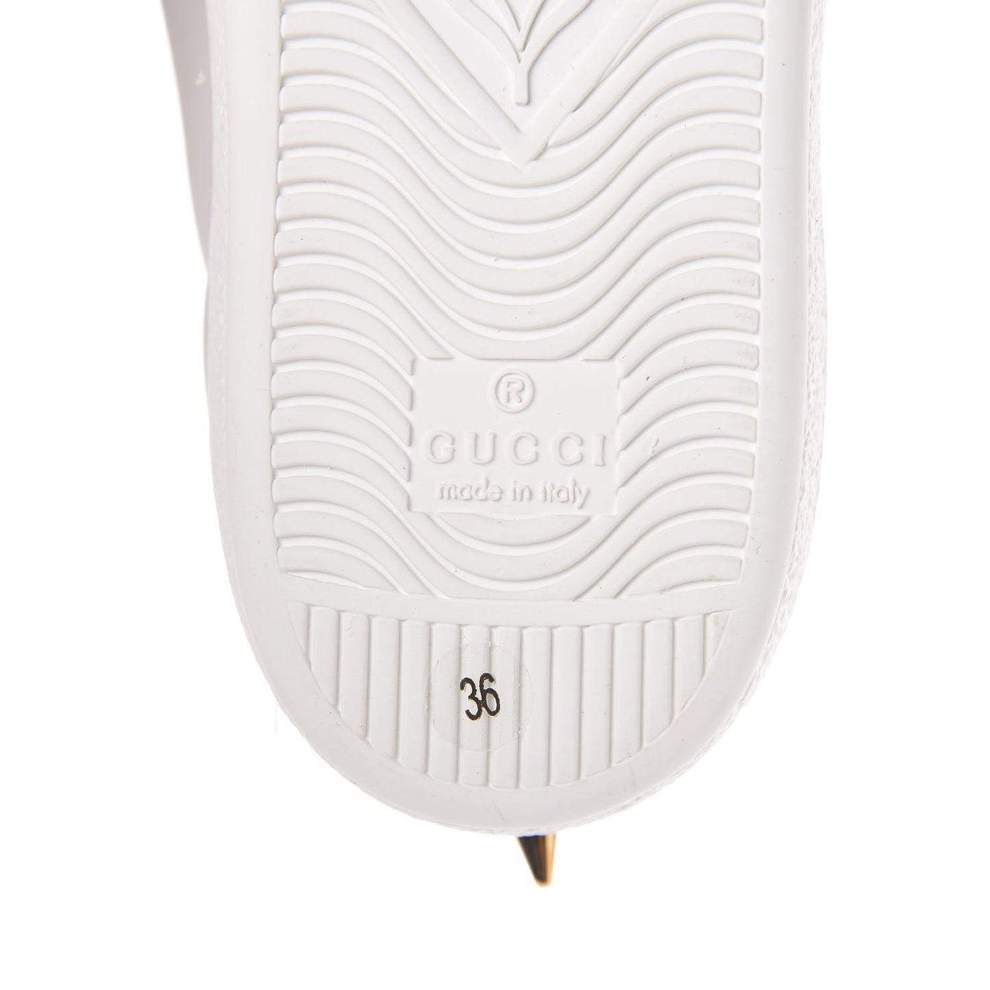 Calfskin Web Pearl Studded Ace Sneakers 36 White
