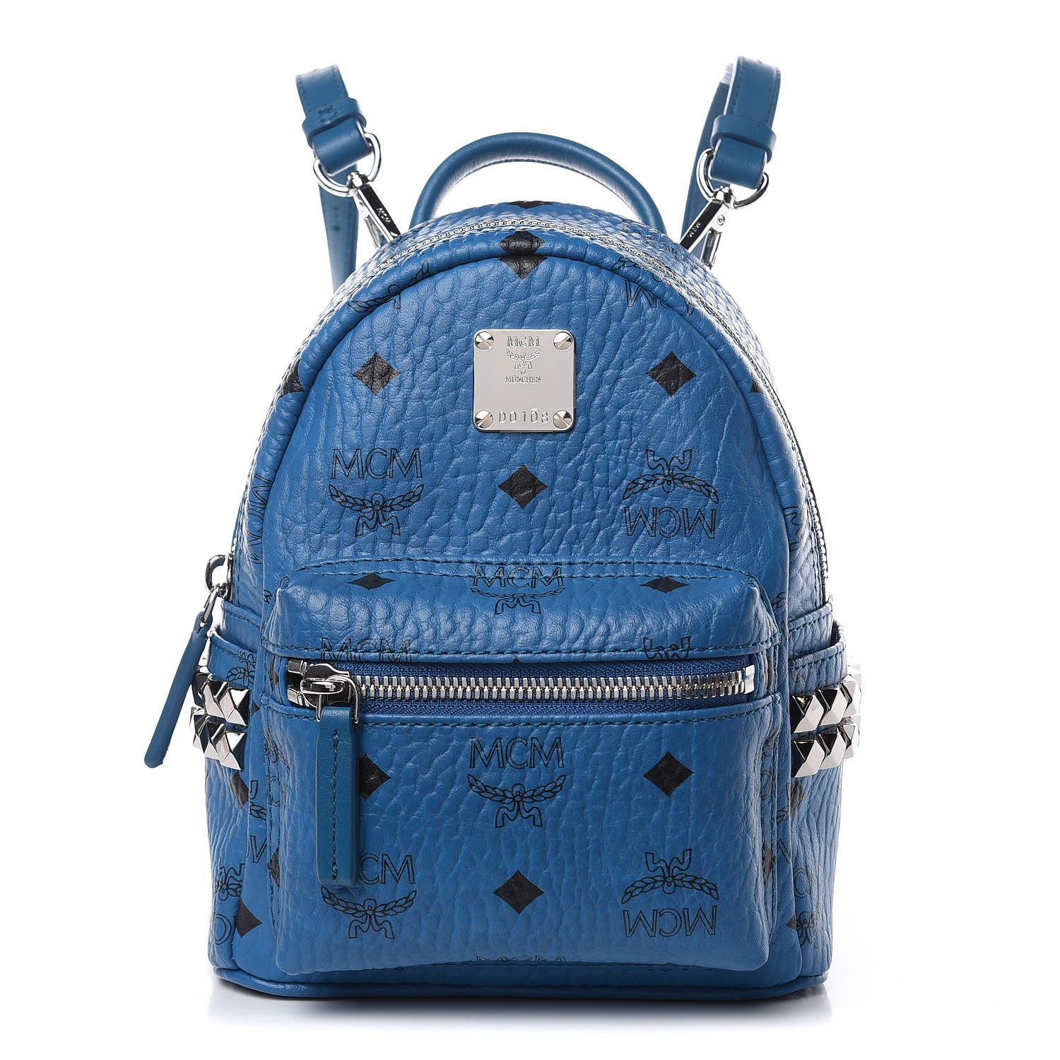MCM Visetos Side Stud X-Mini Stark Bebe Boo Backpack Munich Blue 1 of 8