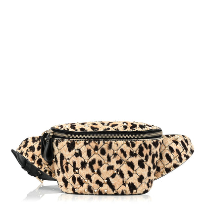 Valentino Garavani Calfskin Pony Hair Leopard Print Rockstud Spike Belt Bag 75 1 of 14