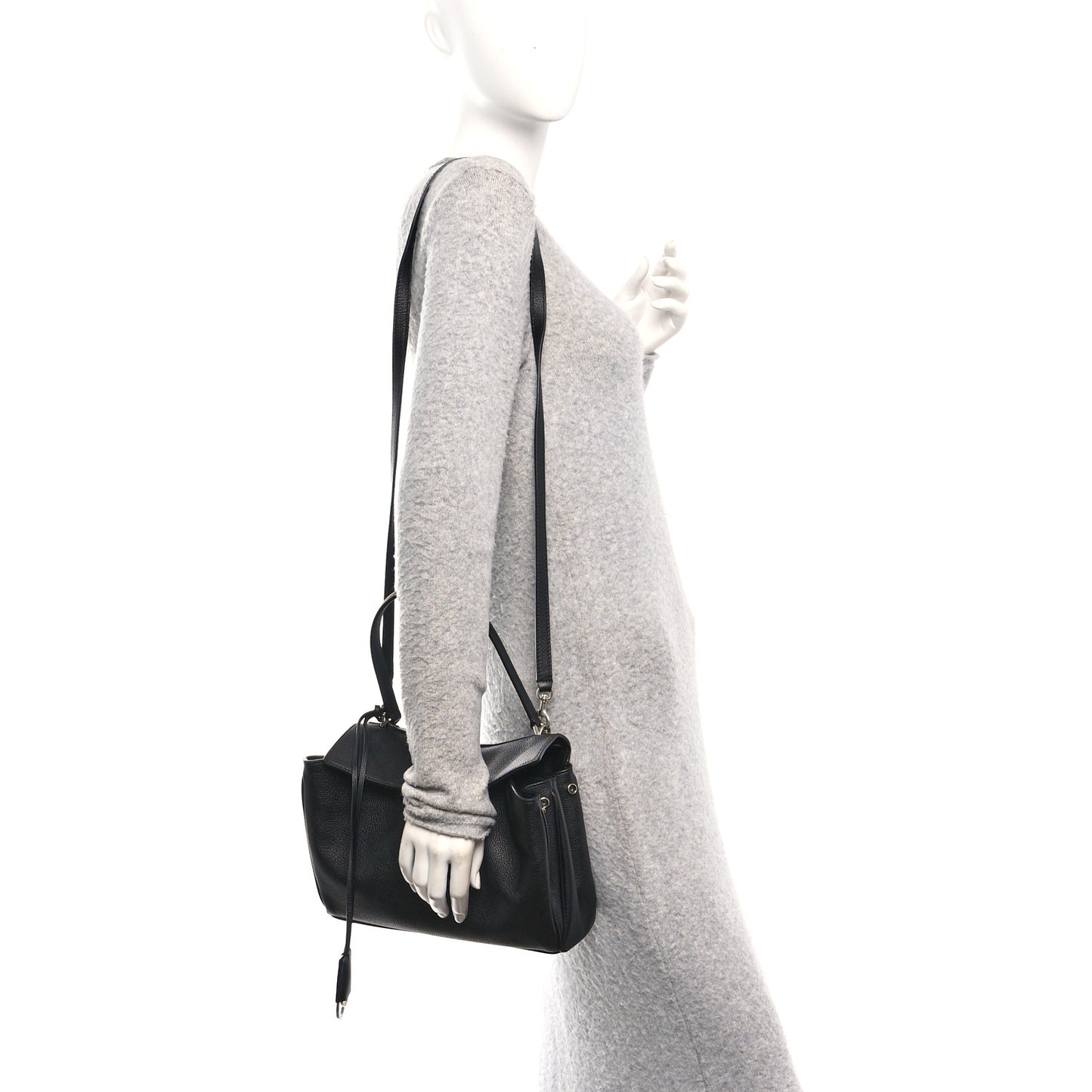 Grained Calfskin Small Rodeo Top Handle Handbag Black