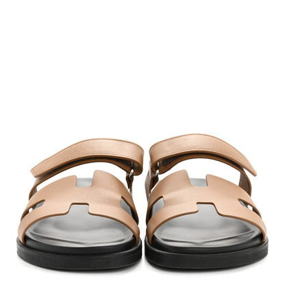 Hermes Calfskin Womens Chypre Sandals 40 Gold 3 of 11