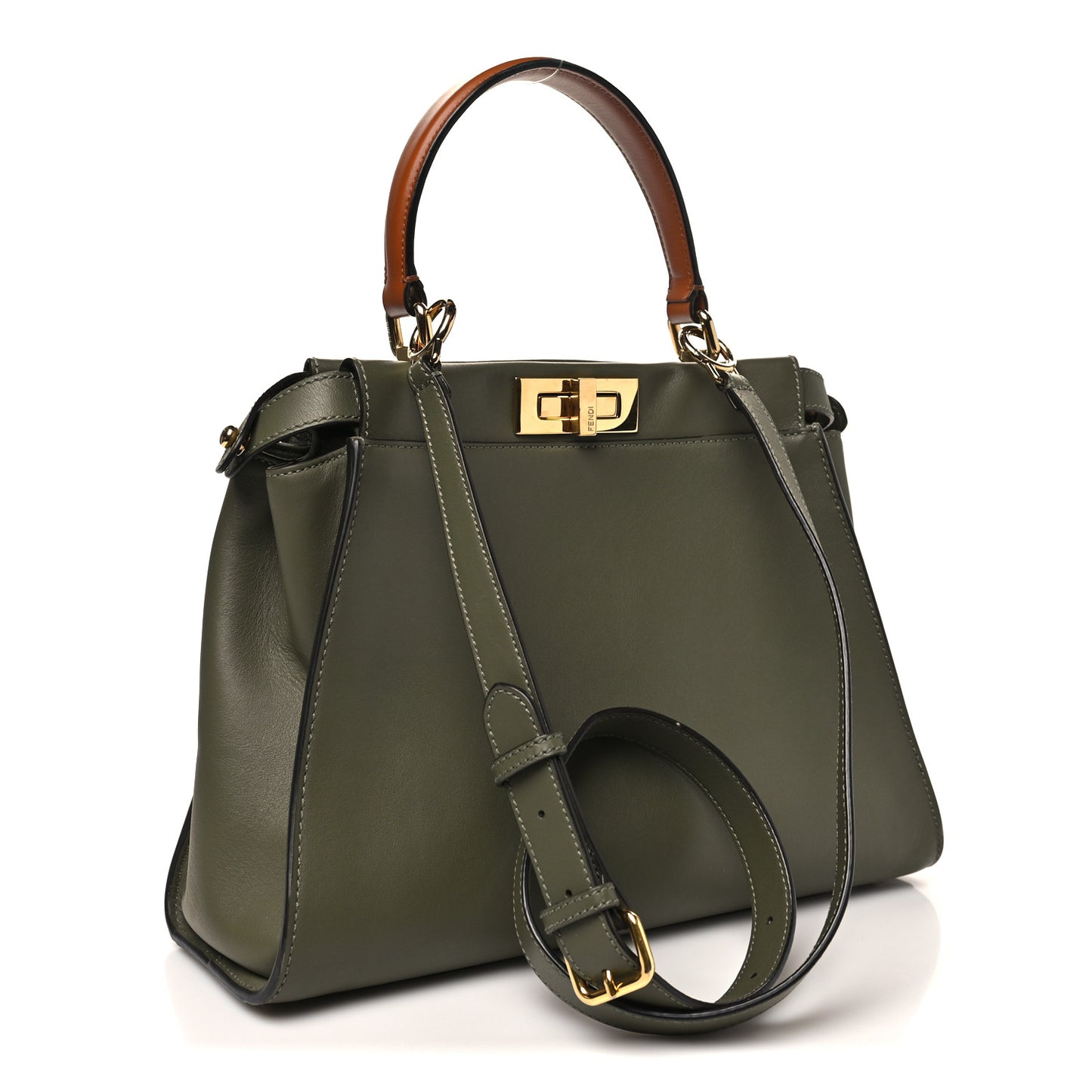Vitello Seta Light Aura Shiny Nappa Medium Peekaboo I SEE U Satchel Equatore Cuoio