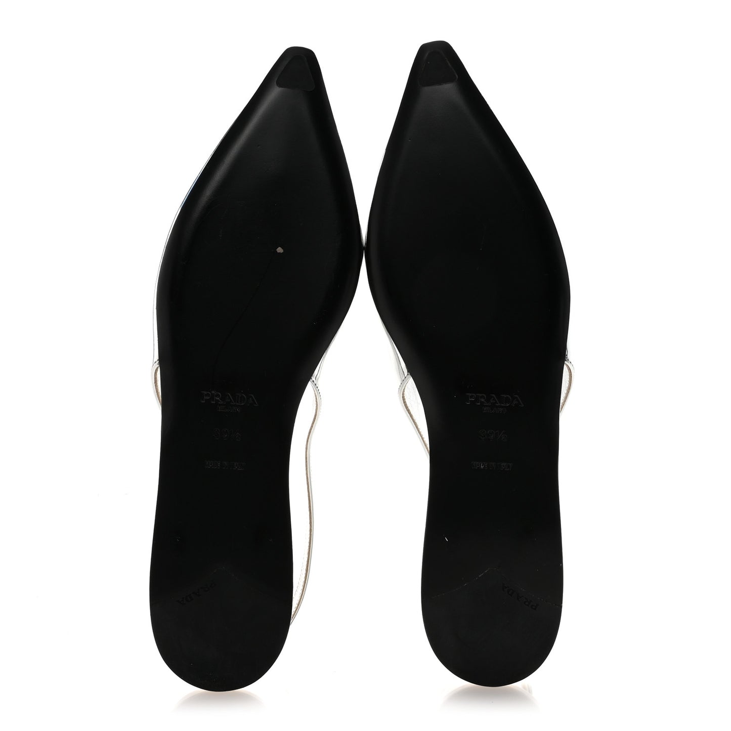 Metallic Calfskin Slingback Ballerinas 39.5 Silver