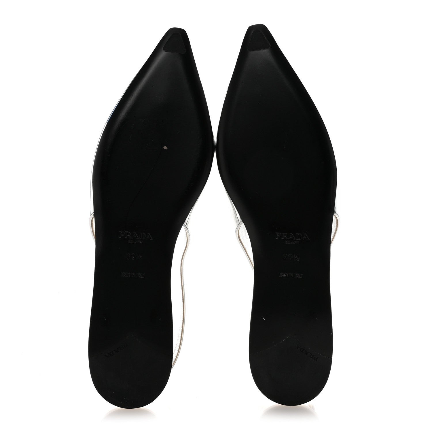Prada Metallic Calfskin Slingback Ballerinas 39.5 Silver 6 of 9