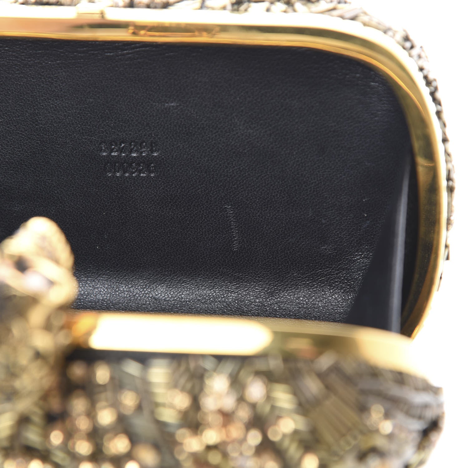 Alexander McQueen Mesh Satin Crystal Embellished Skull Box Clutch Gold 7 of 9