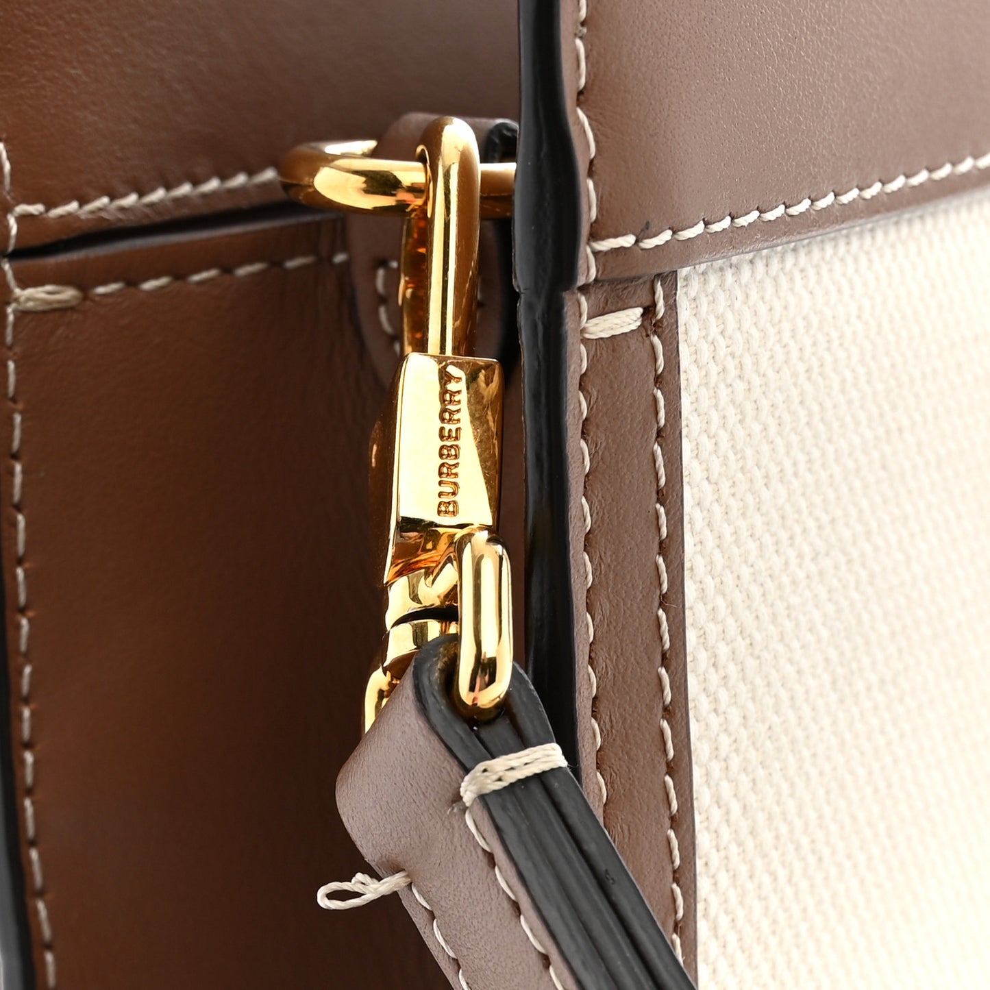 Canvas Smooth Calfskin Two Tone Mini Pocket Bag Natural Malt Brown