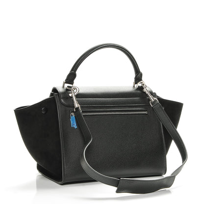 Celine Drummed Calfskin Suede Small Trapeze Black 3 of 6