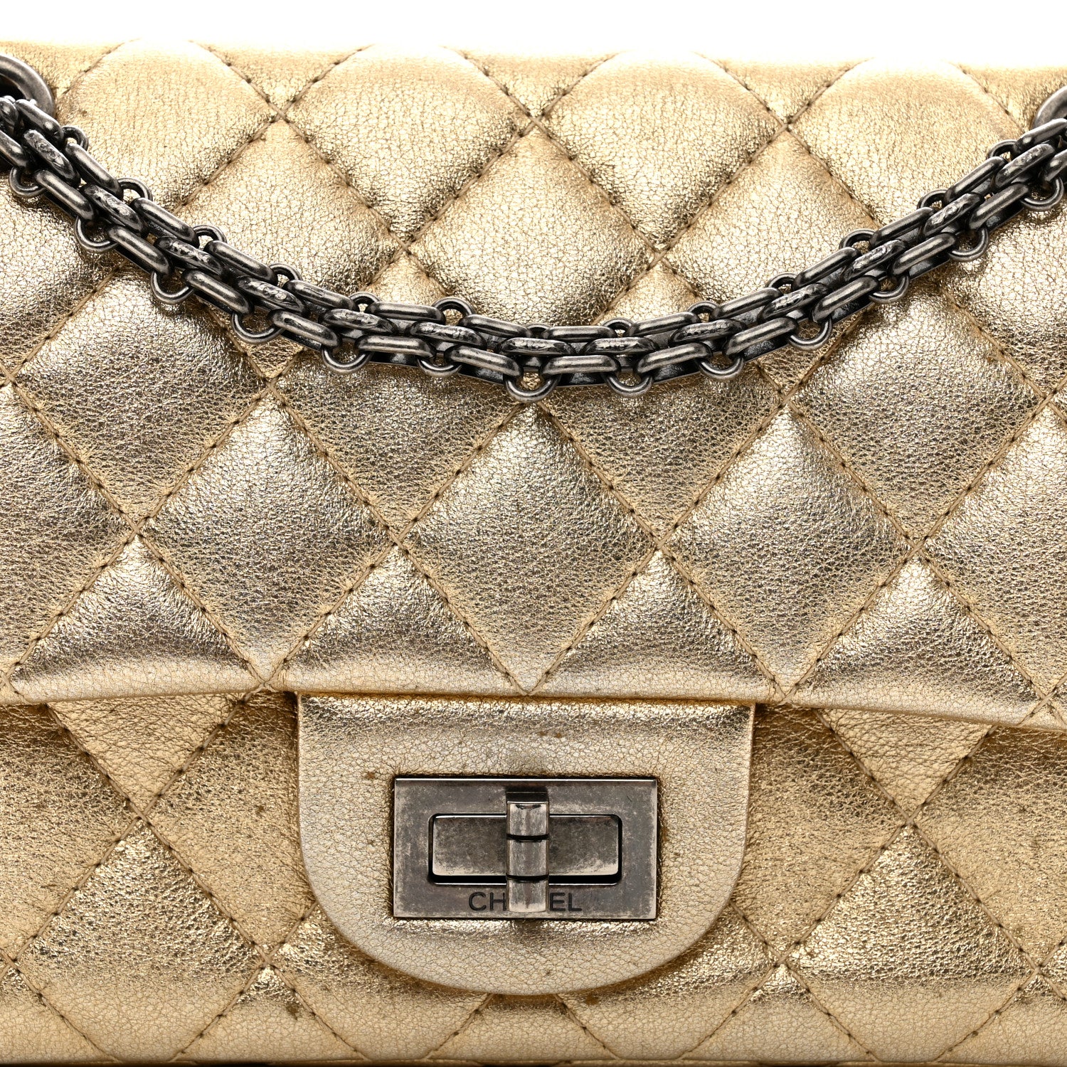 Chanel Metallic Lambskin Quilted 2.55 Reissue 224 Flap Gold 5 of 15
