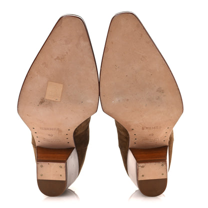Hermes Suede Womens Vegas Ankle Boot 40 Brun Fume 7 of 16