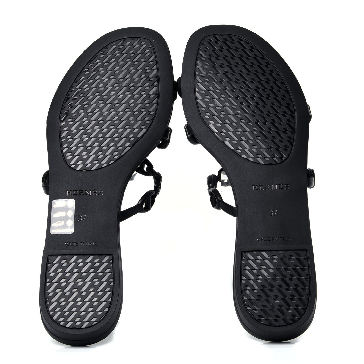Hermes Rubber Chaine d'Ancre Nude Sandals 37 Black 5 of 6