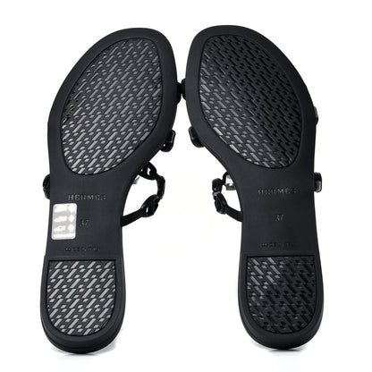 Hermes Rubber Chaine d'Ancre Nude Sandals 37 Black 5 of 6