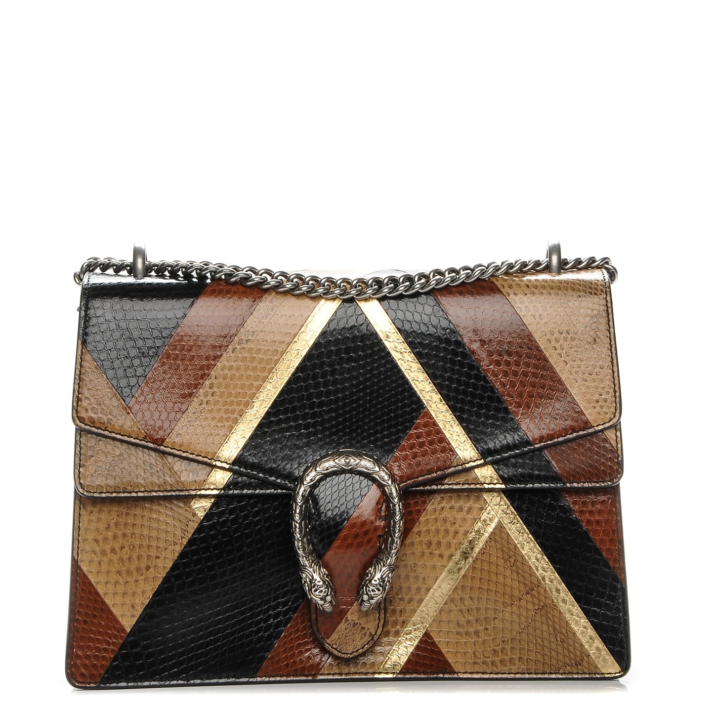 Ayers Snakeskin Chevron Medium Dionysus Shoulder Bag Multicolor