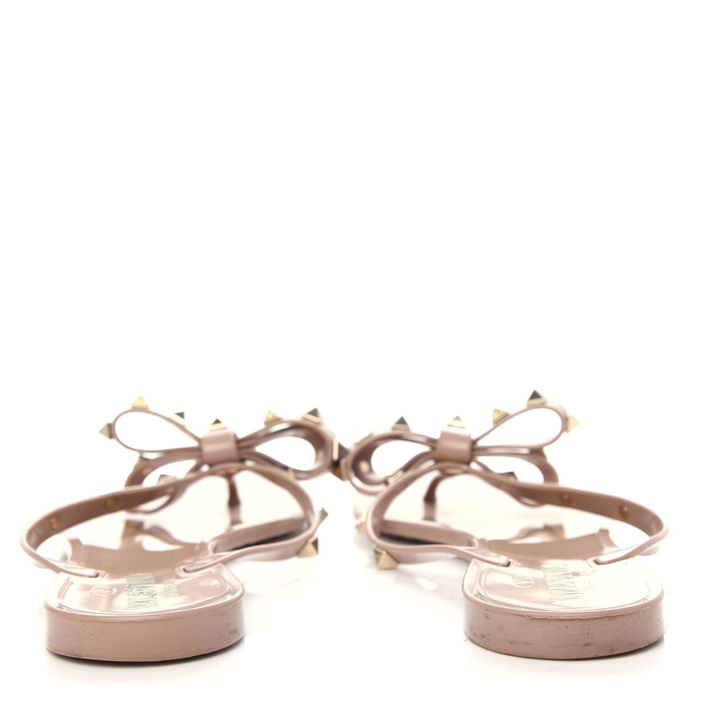PVC Jelly Rockstud Bow Thong Sandals 39 Poudre