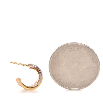 Cartier 18K Pink Yellow White Gold 13mm Trinity Hoop Earrings 2 of 6