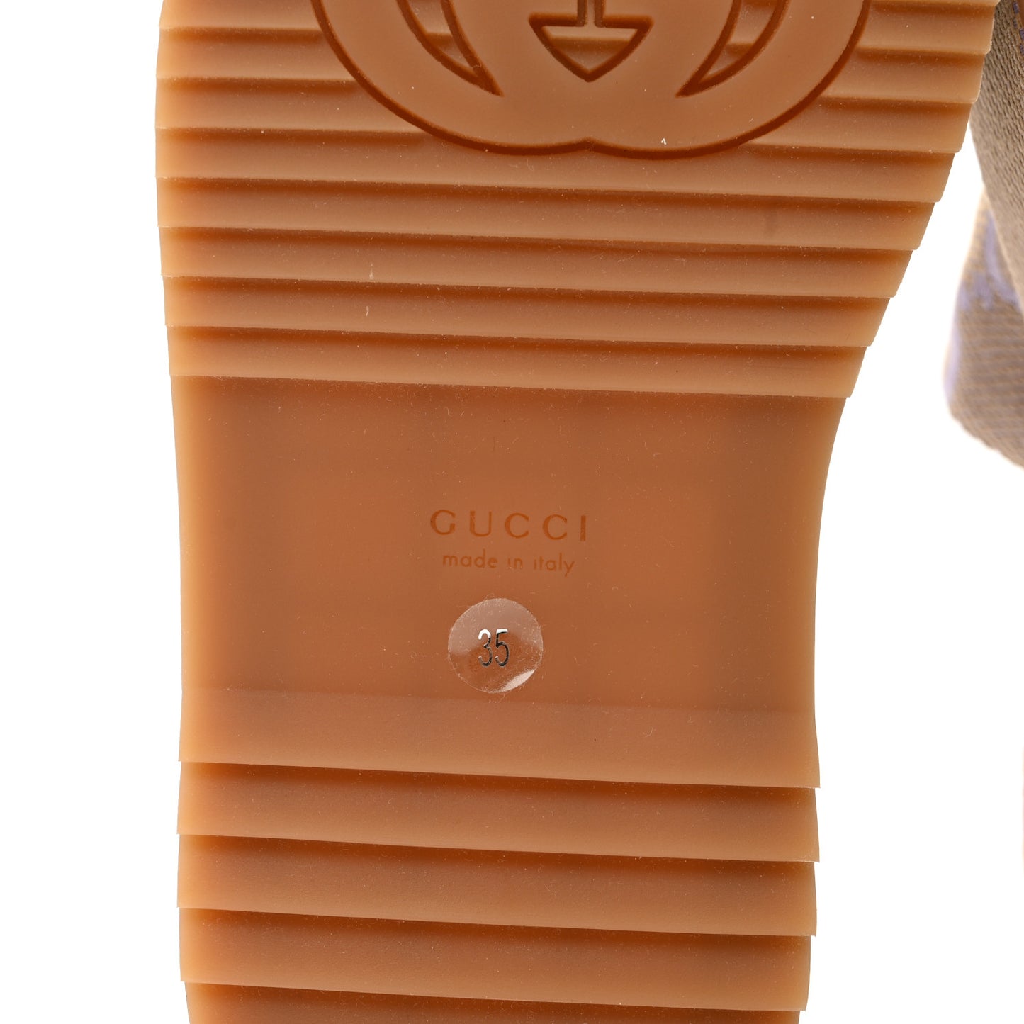 Monogram Jumbo GG Platform Slide Wedge Sandals 35 Beige Lapis