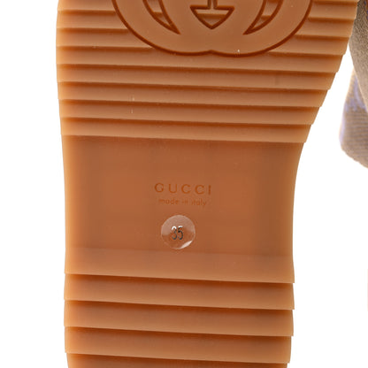 Gucci Monogram Jumbo GG Platform Slide Wedge Sandals 35 Beige Lapis 6 of 9