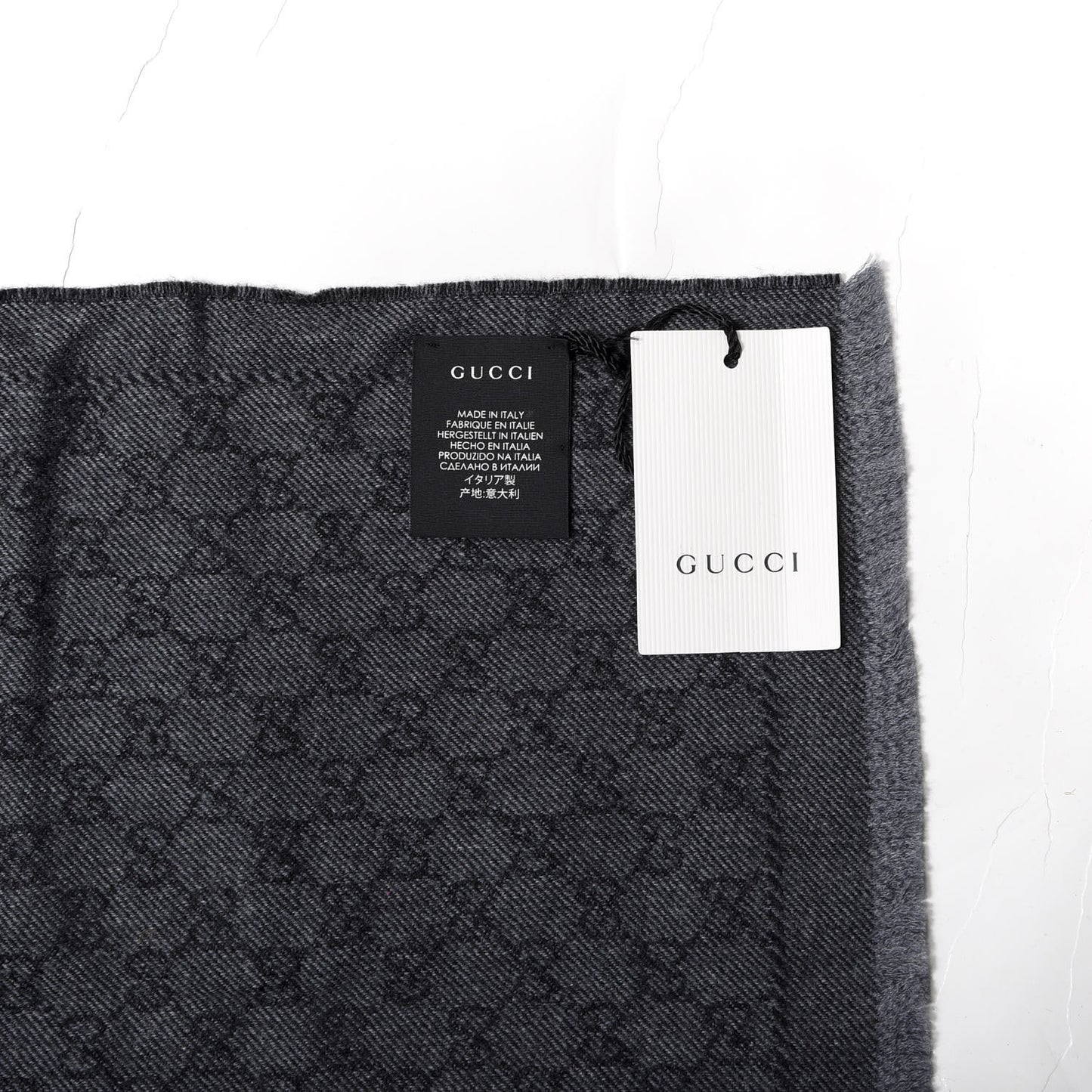 Wool GG Monogram Lonar Scarf Grey