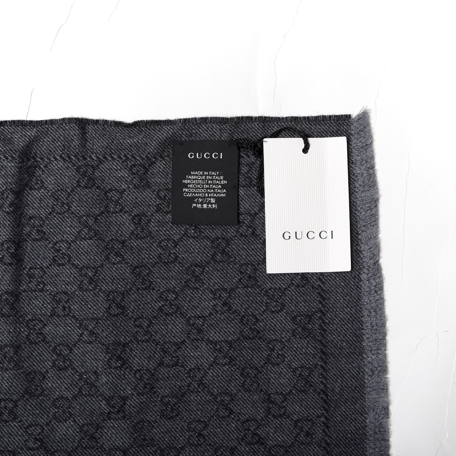 Gucci Wool GG Monogram Lonar Scarf Grey 4 of 5