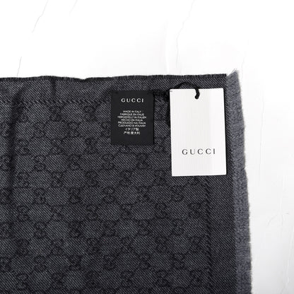 Gucci Wool GG Monogram Lonar Scarf Grey 4 of 5