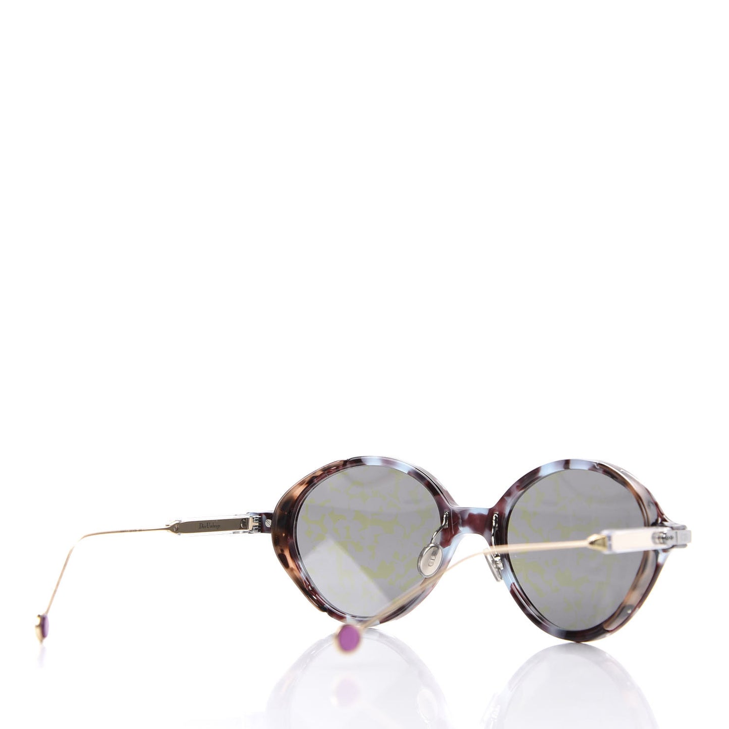 Acetate Leaf Print Umbrage Round Sunglasses Purple Foliage